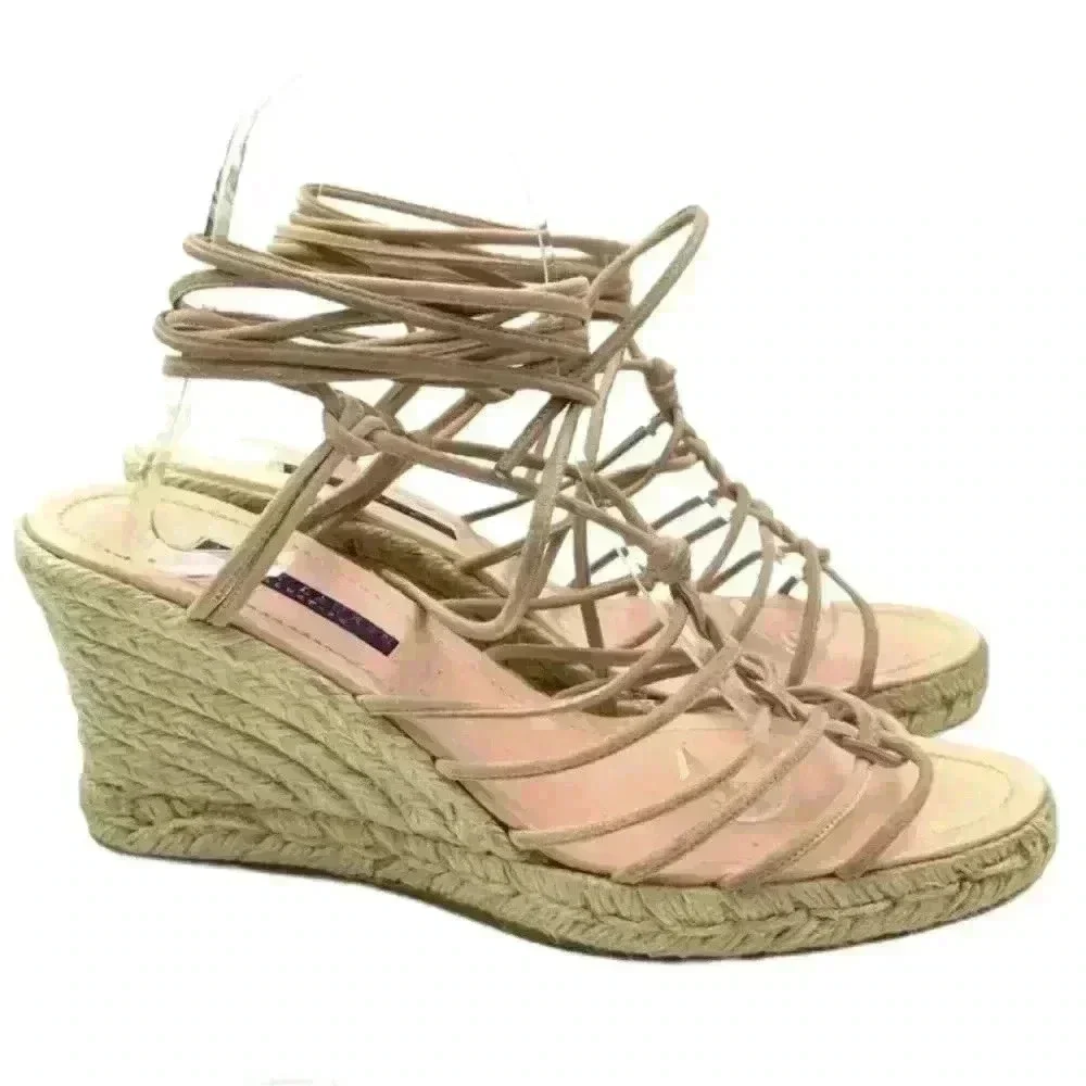 Ralph Lauren Purple Collection sandals 8.5 pink Italian leather Espadrilles